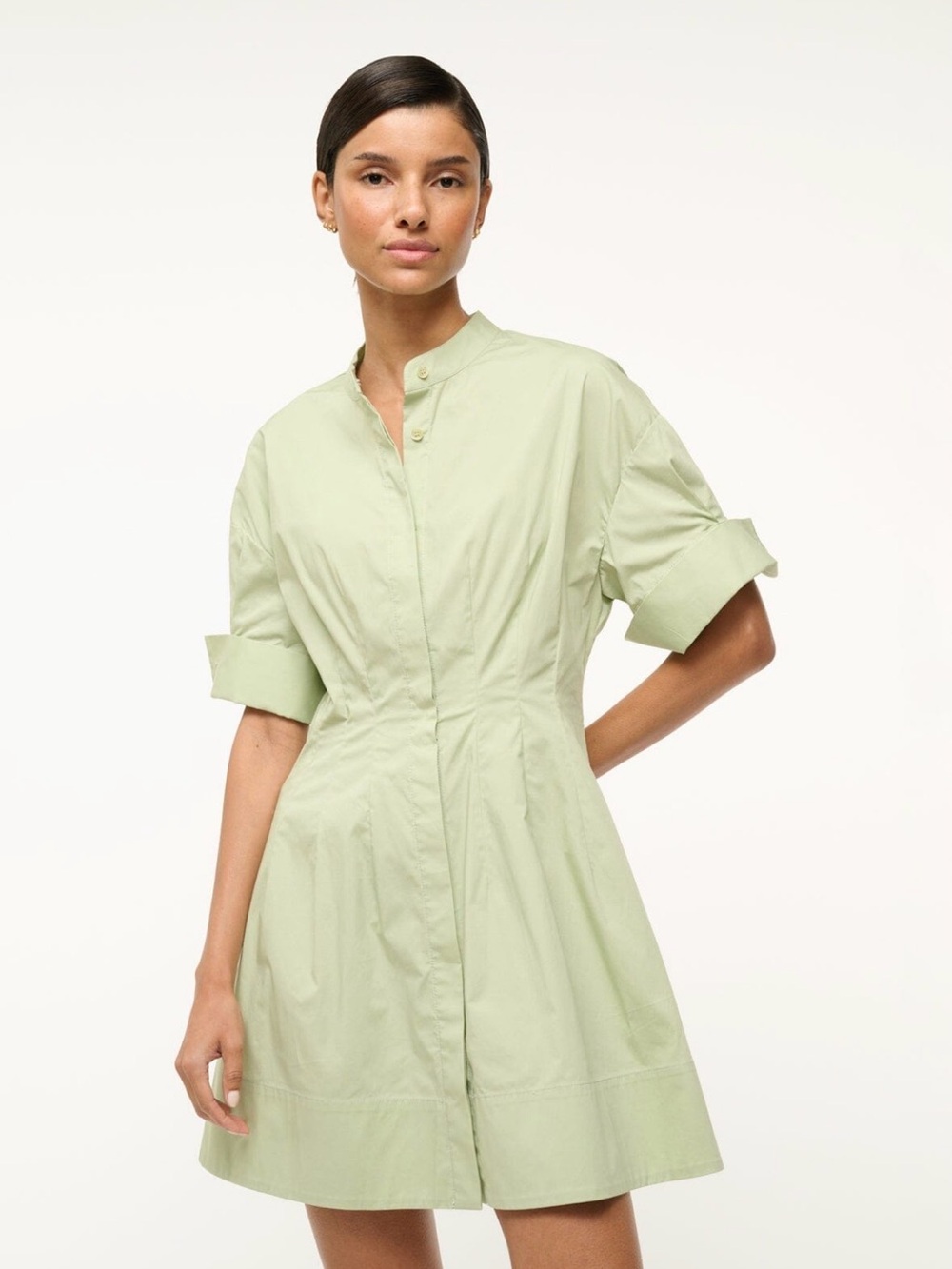 STAUD Lorenza Jade Shirtdress- XS